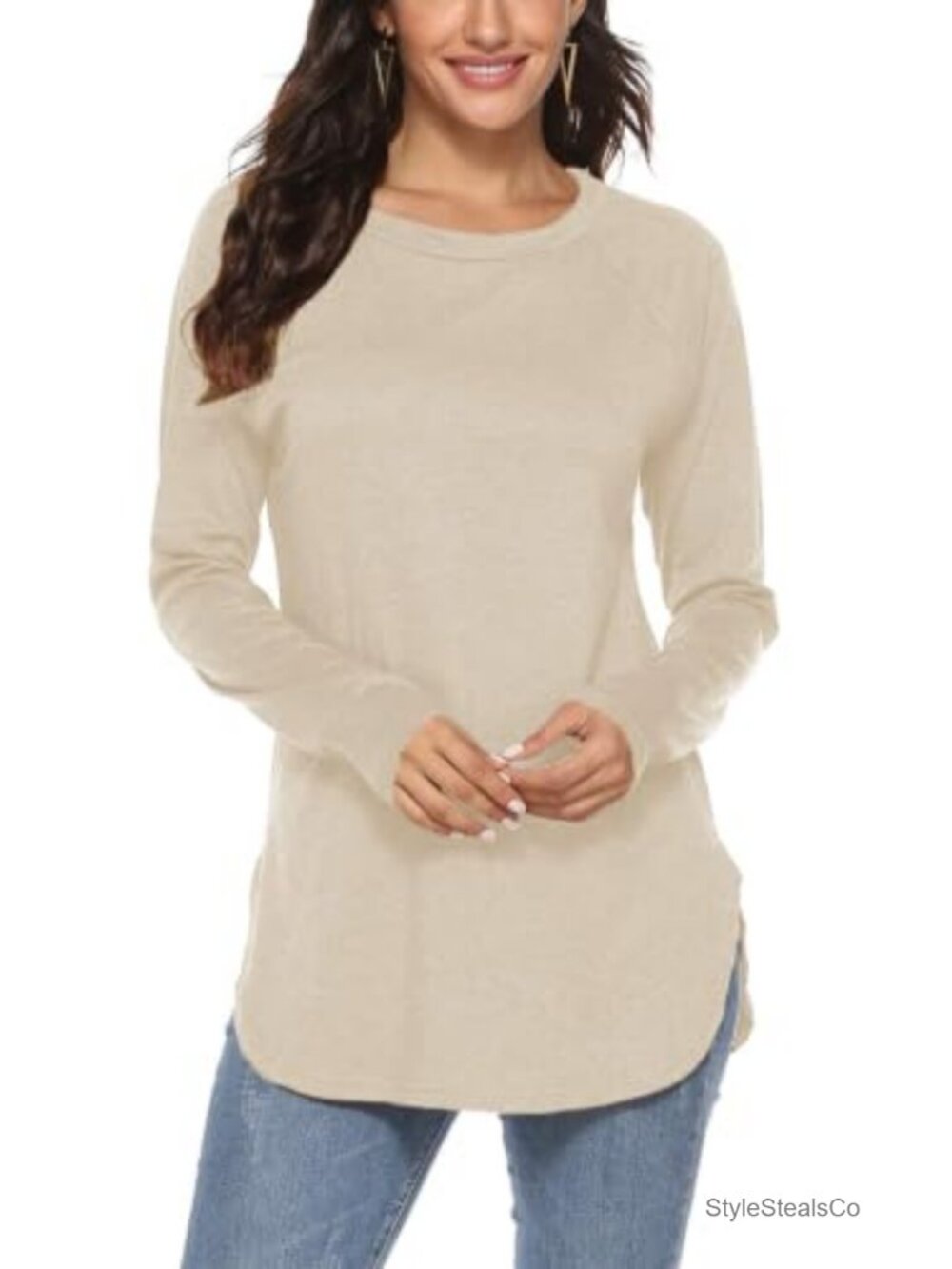 Women's Casual Batwing Long Sleeve Tunic Top, Loose Flowy Tee, Rayon Blend